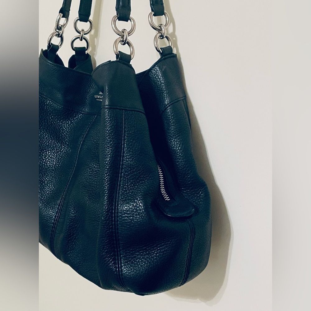 Coach Large Lexy Shoulderbag, Black Pebble Leather with Silver Hardware - Picture 8 of 11